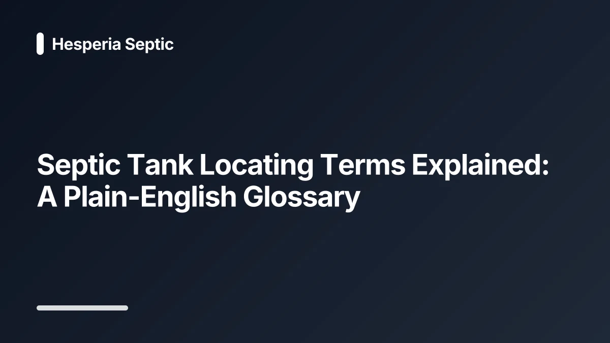 septic tank locating glossary