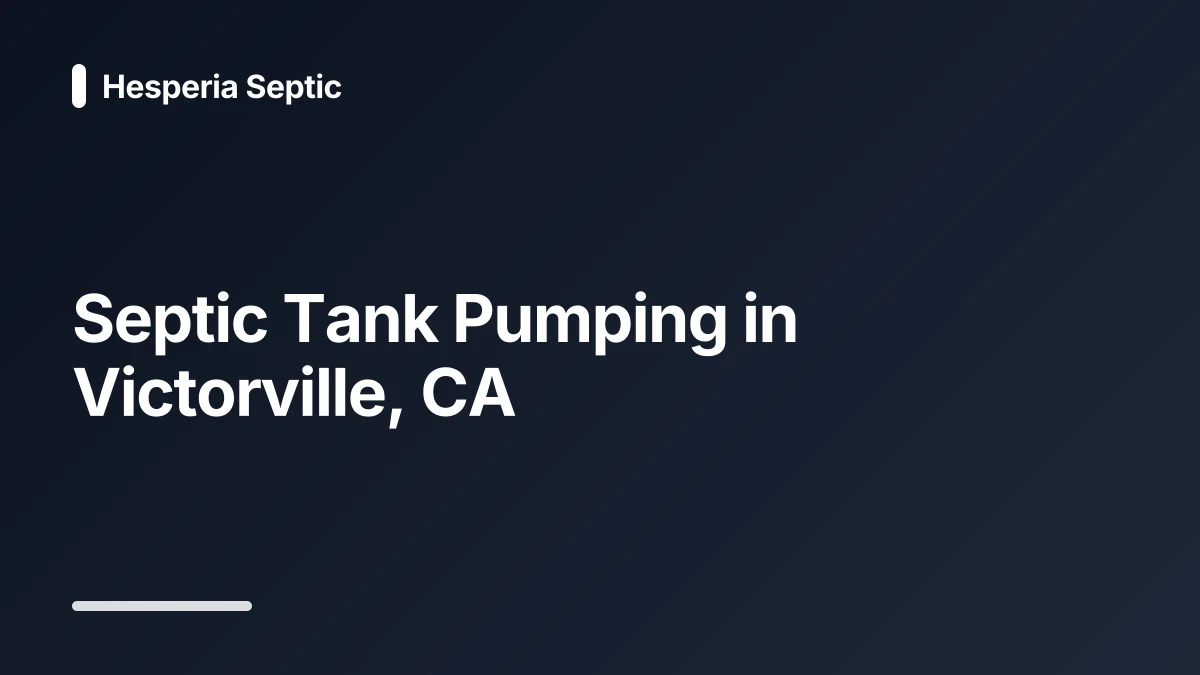 septic tank pumping victorville ca