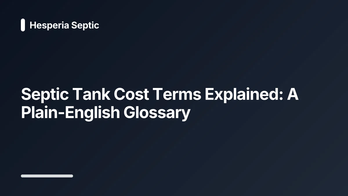 septic tank cost glossary