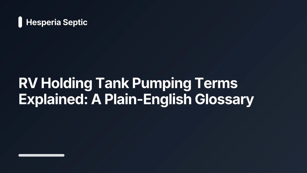 rv holding tank pumping glossary