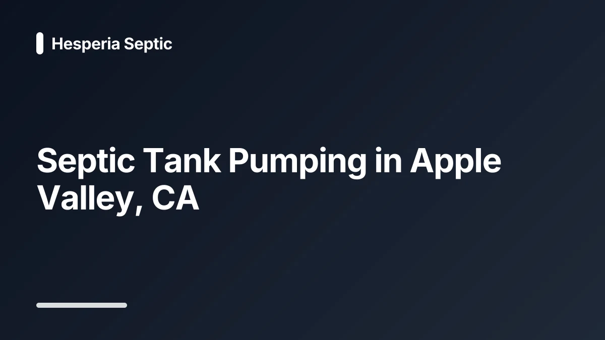 septic tank pumping apple valley ca