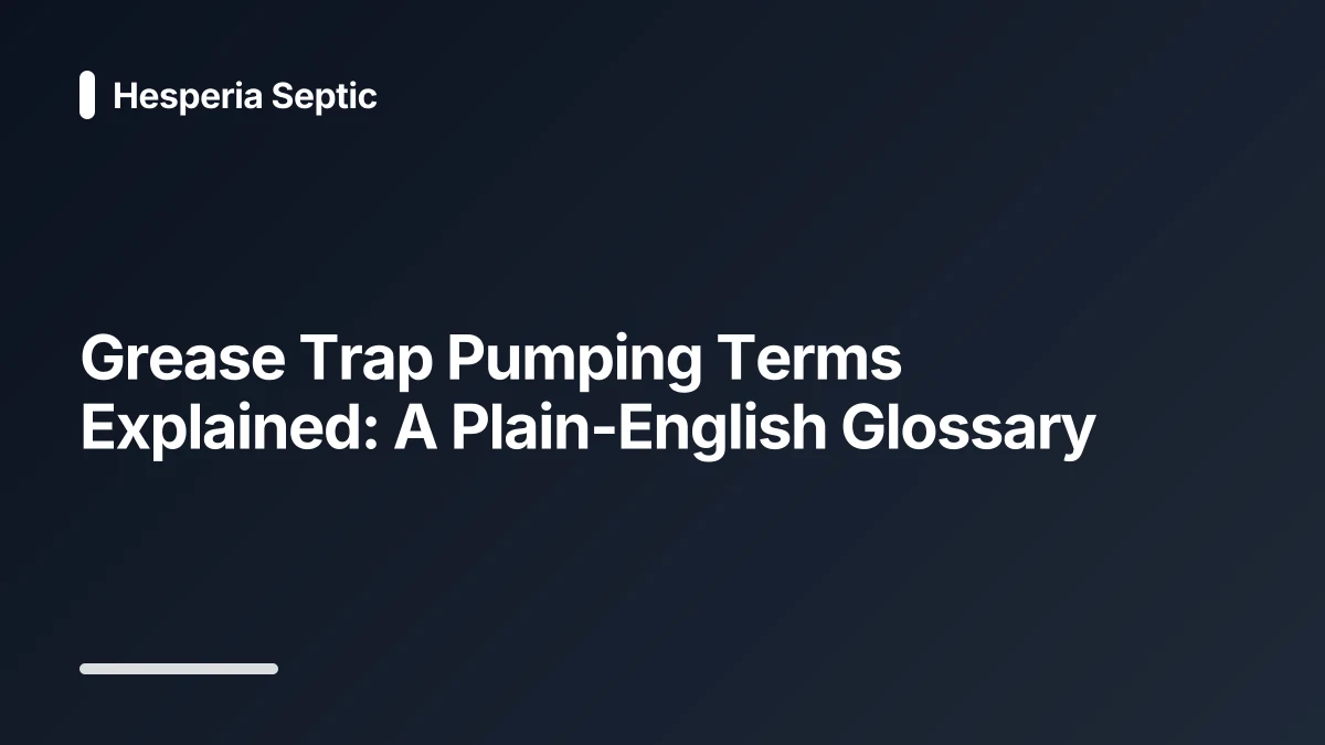 grease trap pumping glossary