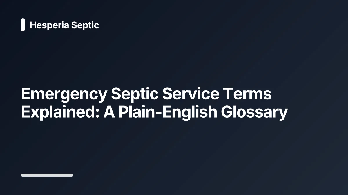 emergency septic service glossary