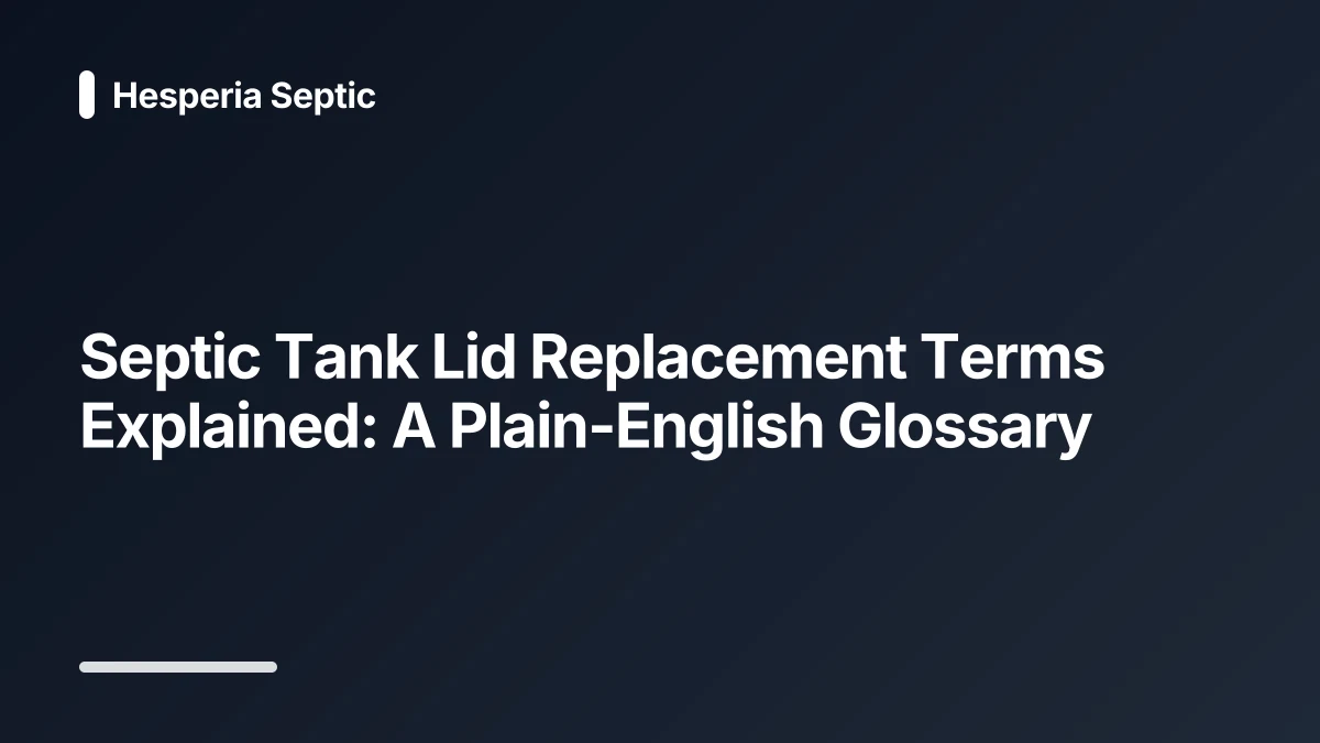 septic tank lid replacement glossary